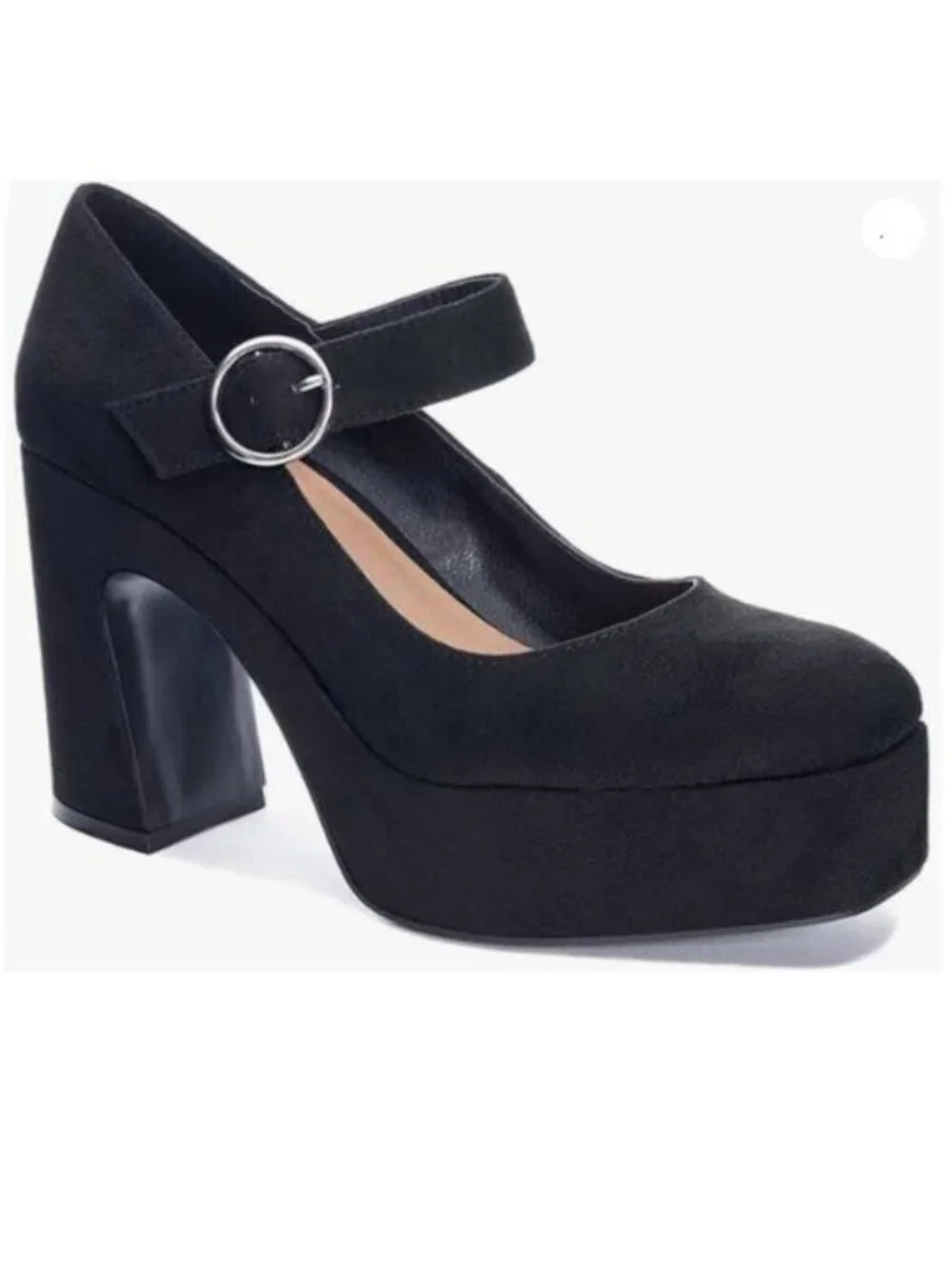FOWT Classic Platform Mary Jane Shoes for Women Ankle Buckle Strap Pumps Black